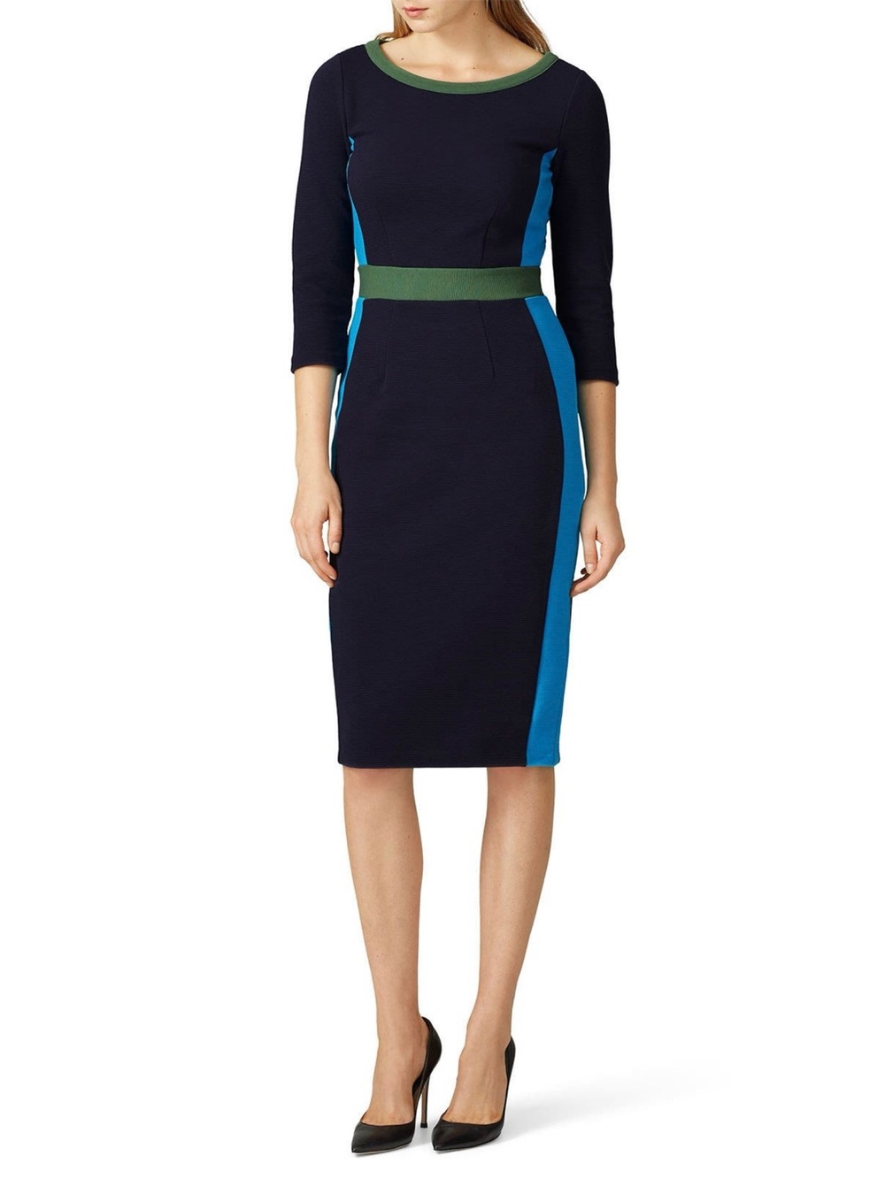 Boden Leah Ottoman Dress Colorblock Sheath 3/4 Sleeve Knee Length Sz 14R NWT New